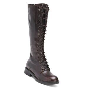 OROSCURO Dark Brown Made In Italy Leather Lace Up High Shaft Boots